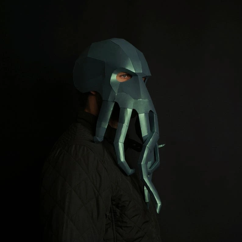 Cthulhu, Kraken, Octopus, 3D Papercraft Mask Template, Lovecraft Paper Mask, Unique Halloween Costume, Cosplay Pattern, PDF Pattern