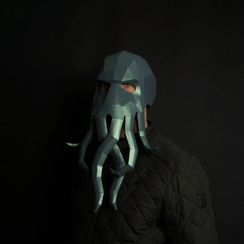 Cthulhu, Kraken, Octopus, 3D Papercraft Mask Template, Lovecraft Paper Mask, Unique Halloween Costume, Cosplay Pattern, PDF Pattern