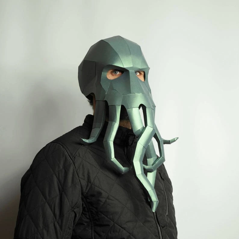 Cthulhu, Kraken, Octopus, 3D Papercraft Mask Template, Lovecraft Paper Mask, Unique Halloween Costume, Cosplay Pattern, PDF Pattern