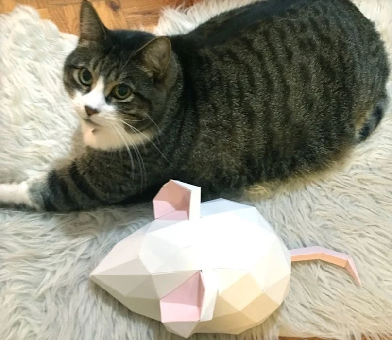 Mouse 3d papercraft. You get PDF digital file templates and instructions for this DIY (do it yourself) minimalist paper model.