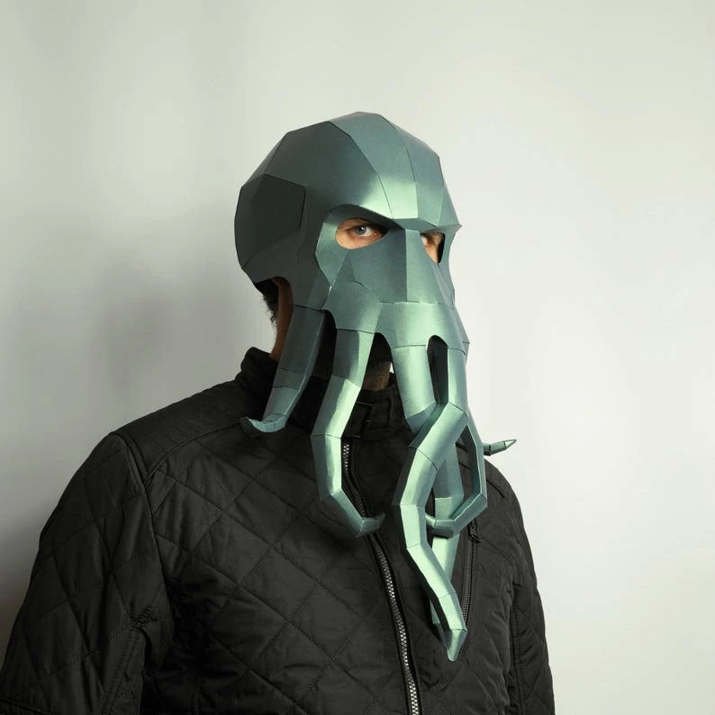 Cthulhu, Kraken, Octopus, 3D Papercraft Mask Template, Lovecraft Paper Mask, Unique Halloween Costume, Cosplay Pattern, PDF Pattern