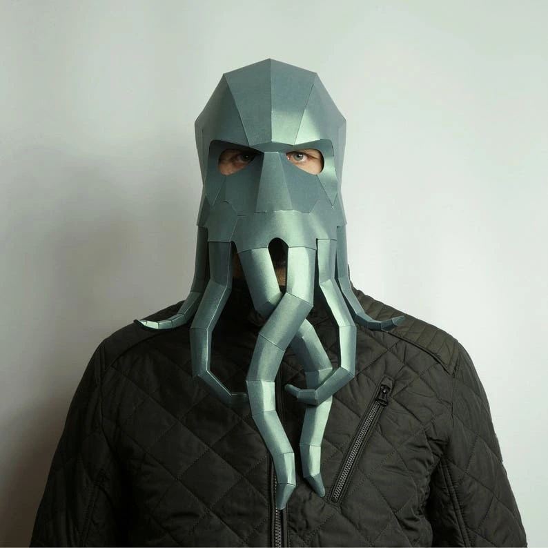 Cthulhu, Kraken, Octopus, 3D Papercraft Mask Template, Lovecraft Paper Mask, Unique Halloween Costume, Cosplay Pattern, PDF Pattern