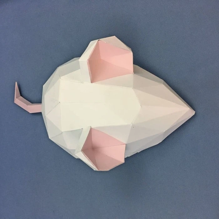 Mouse 3d papercraft. You get PDF digital file templates and instructions for this DIY (do it yourself) minimalist paper model.