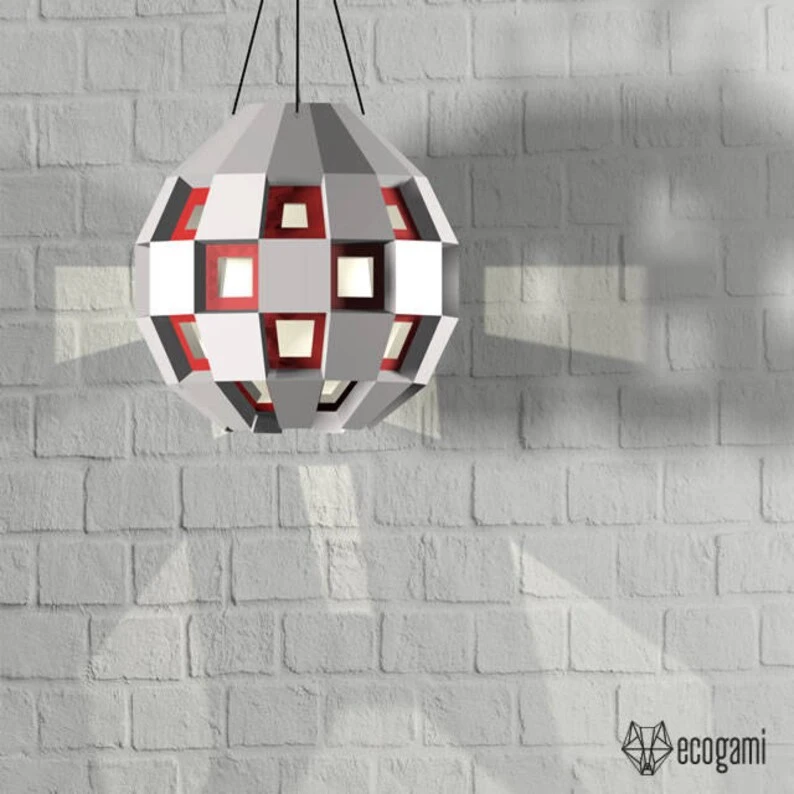 Paper lamp shade, printable lampshade template MOD, papercraft Pdf template to make your geometric lampshade