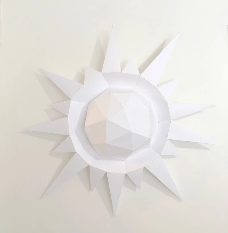 Sun 3d papercraft model. You get PDF digital file templates and instructions for these DIY modern paper sculpture.