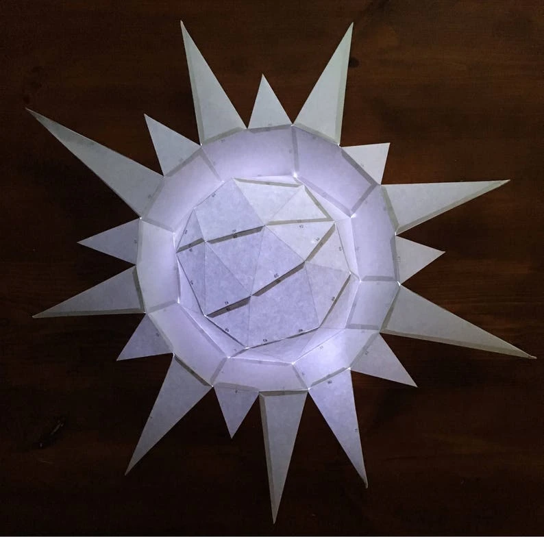 Sun 3d papercraft model. You get PDF digital file templates and instructions for these DIY modern paper sculpture.