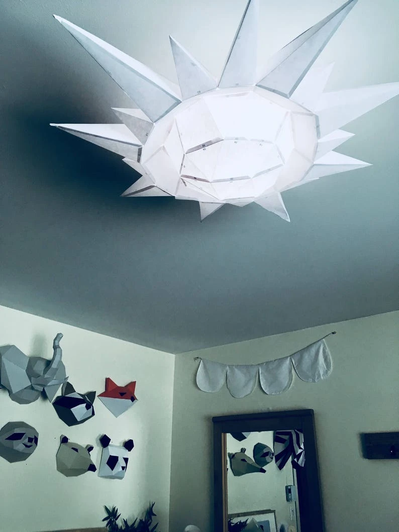 Sun 3d papercraft model. You get PDF digital file templates and instructions for these DIY modern paper sculpture.