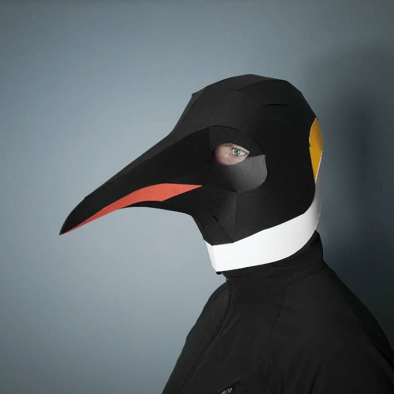 Emperor Penguin Papercraft Mask Template, 3D Paper Mask, Unique Animal Mask Costume, PDF Pattern