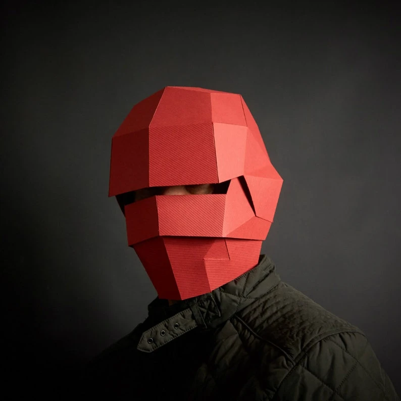 SHINOBI MASK, 3D Papercraft Ninja Mask Template, Low Poly Paper Mask, Unique Halloween Costume, Cosplay PDF Pattern, Robot Helmet