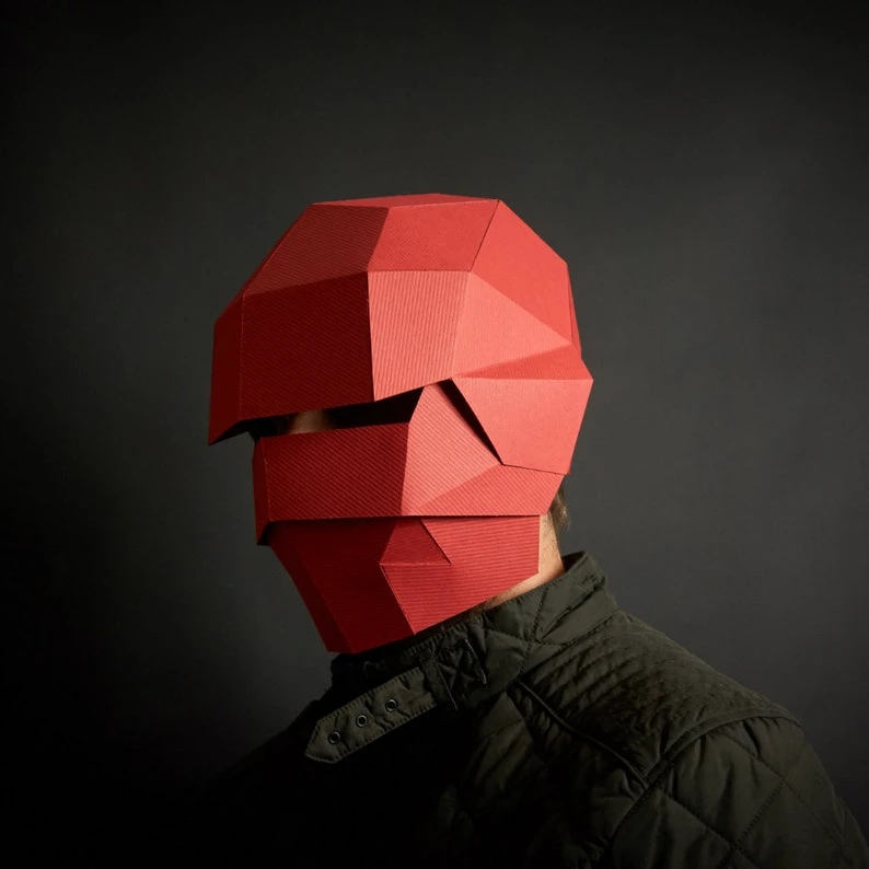 SHINOBI MASK, 3D Papercraft Ninja Mask Template, Low Poly Paper Mask, Unique Halloween Costume, Cosplay PDF Pattern, Robot Helmet