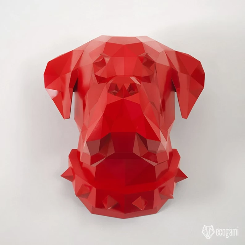 Boxer papercraft sculpture, printable 3D puzzle, papercraft Pdf template to make your boxer dog wall décor