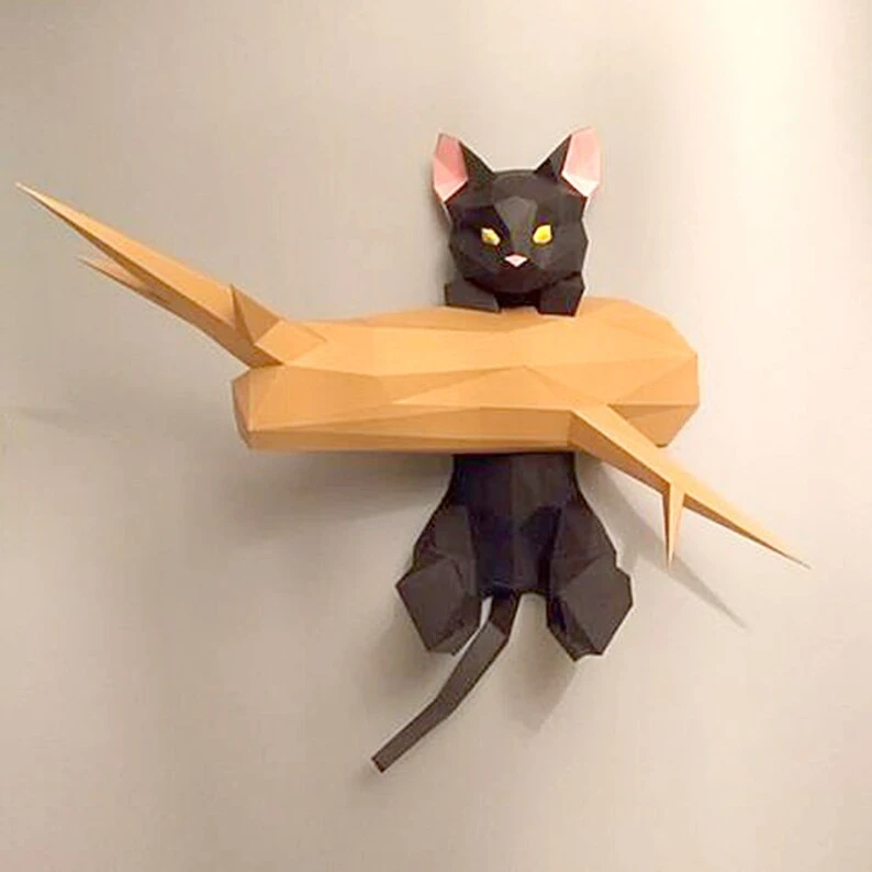 Cat papercraft sculpture, printable 3D puzzle, papercraft Pdf template to make your cat sculpture