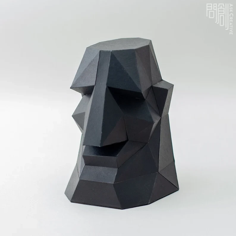 lol Moai , Papercraft, DIY, Low poly, Sculpture, PDF Papercraft , Moai ,Statue low poly , dum dum , Easter Island , lol face