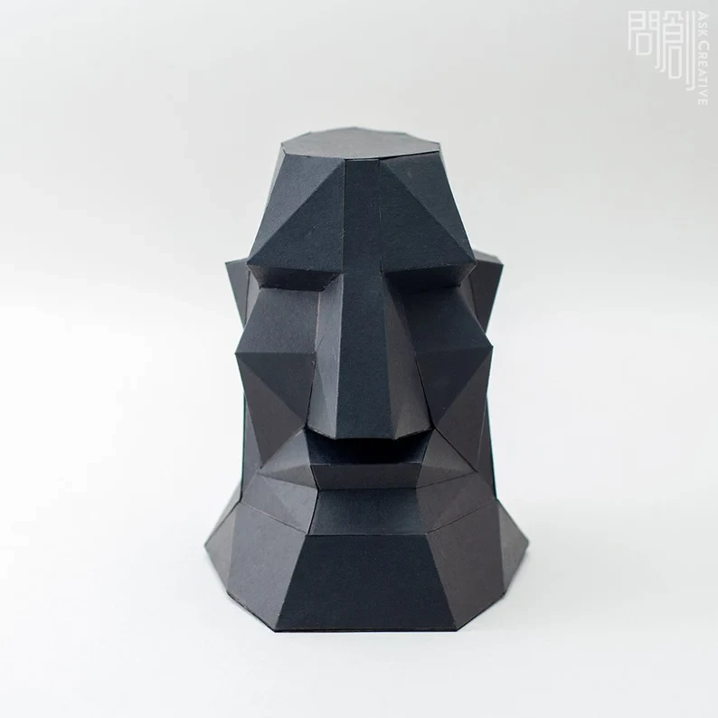 zen Moai , Papercraft, DIY, Low poly, Sculpture, PDF Papercraft , Moai ,Statue low poly , dum dum , Easter Island , zen face