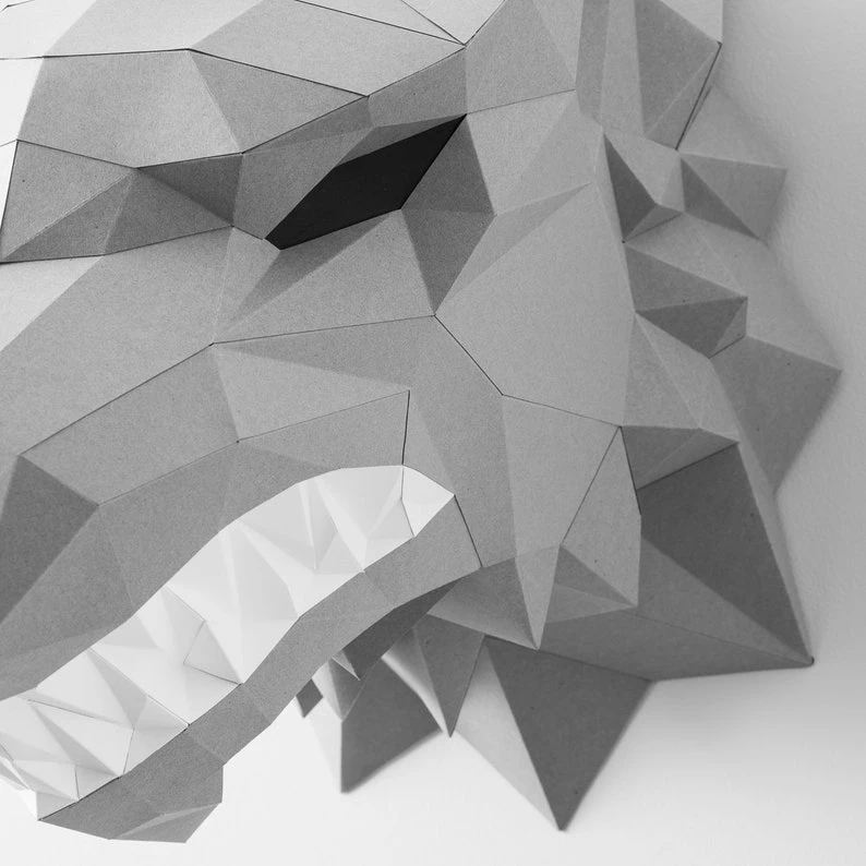 Wolf 3d papercraft. You get PDF digital file templates and instructions for this DIY (do it yourself) modern paper sculpture.