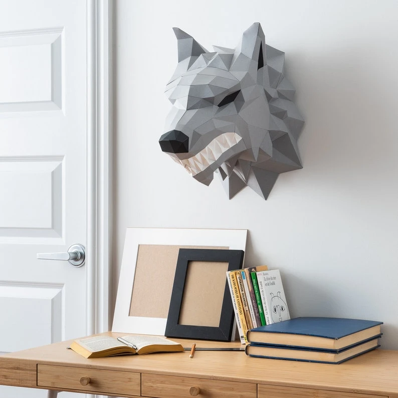 Wolf 3d papercraft. You get PDF digital file templates and instructions for this DIY (do it yourself) modern paper sculpture.