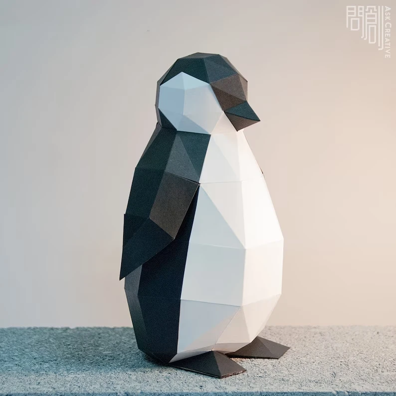 Penguin paper model ,Papercraft , DIY , Low poly , PDF Papercraft , Penguin Model , Penguin low poly , Penguin