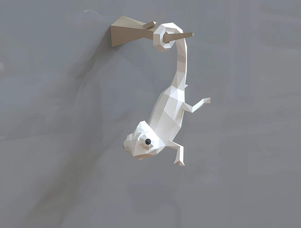 Chameleon Papercraft, Lowpoly, Lowpoly Papercraft