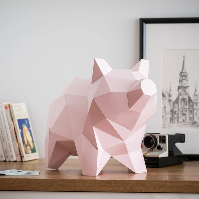 Piggy 3d papercraft. You get a PDF digital file with templates and detailed instructions for this DIY (do it yourself) paper model.