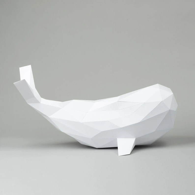 Whale 3d papercraft. With this purchase you get PDF digital downloadable files for this DIY (do it yourself) paper sculpture.