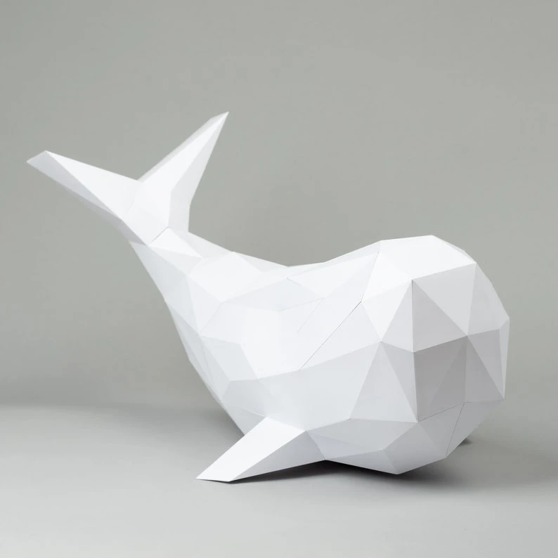 Whale 3d papercraft. With this purchase you get PDF digital downloadable files for this DIY (do it yourself) paper sculpture.