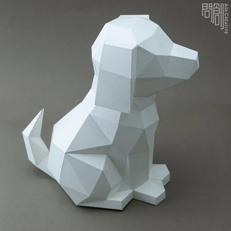 Labrador paper model ,Papercraft , DIY , Low poly , PDF Papercraft , Labrador Model , Labrador low poly , Labrador