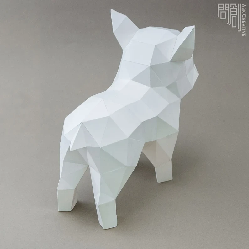 Bulldog paper model ,Papercraft , DIY , Low poly , PDF Papercraft , Bulldog Model , Bulldog low poly , Bulldog