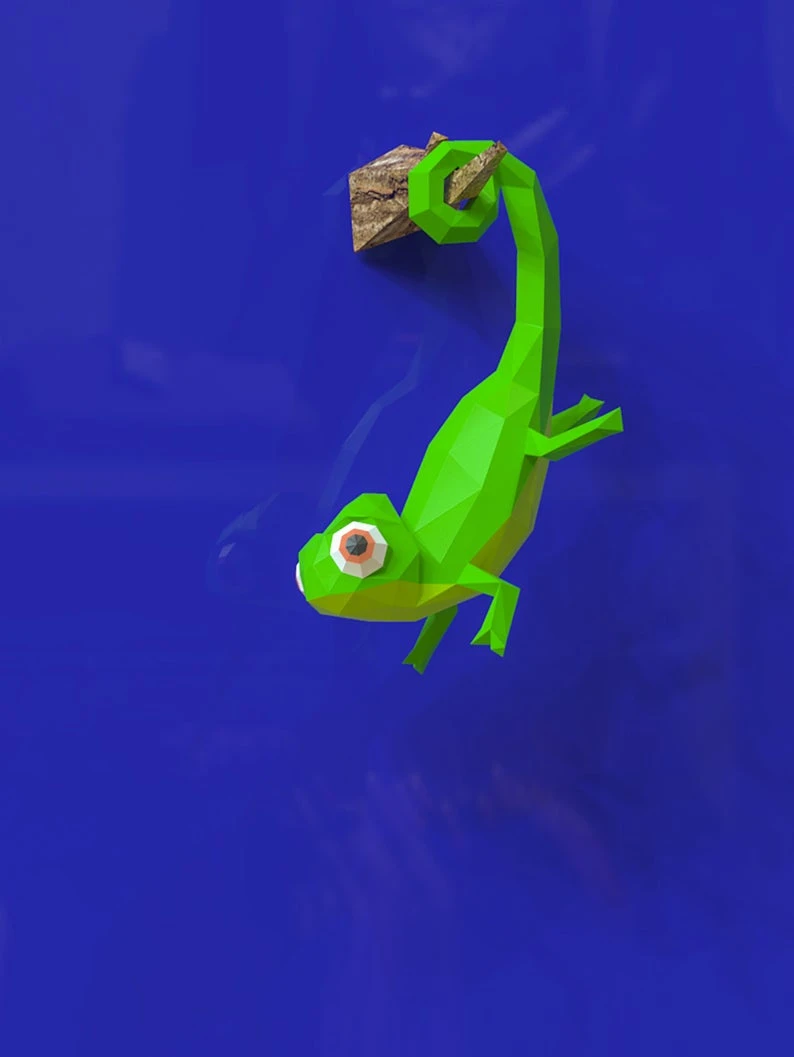 Chameleon Papercraft, Lowpoly, Lowpoly Papercraft