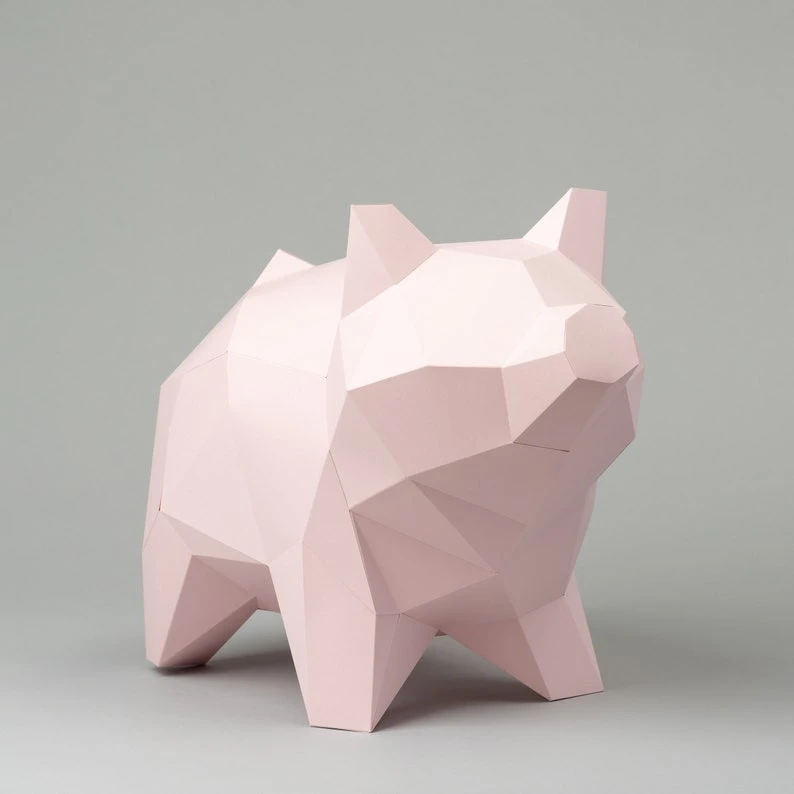 Piggy 3d papercraft. You get a PDF digital file with templates and detailed instructions for this DIY (do it yourself) paper model.