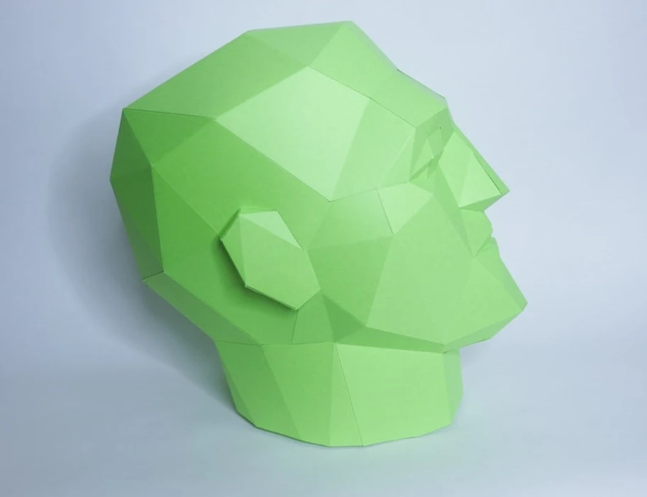 Head 3d papercraft. You get a PDF digital file template and instructions for this DIY (do it yourself) paper sculpture.