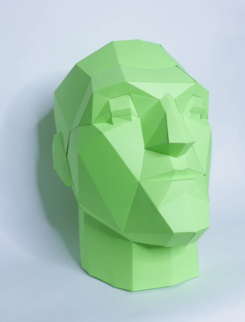 Head 3d papercraft. You get a PDF digital file template and instructions for this DIY (do it yourself) paper sculpture.