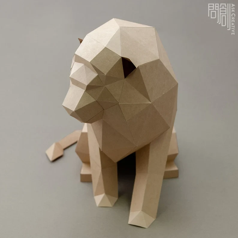 Lion paper model ,Papercraft , DIY , Low poly , PDF Papercraft , Lion Model , Lion low poly , Lion