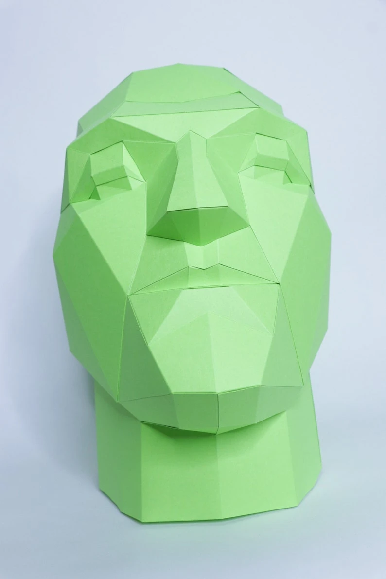 Head 3d papercraft. You get a PDF digital file template and instructions for this DIY (do it yourself) paper sculpture.