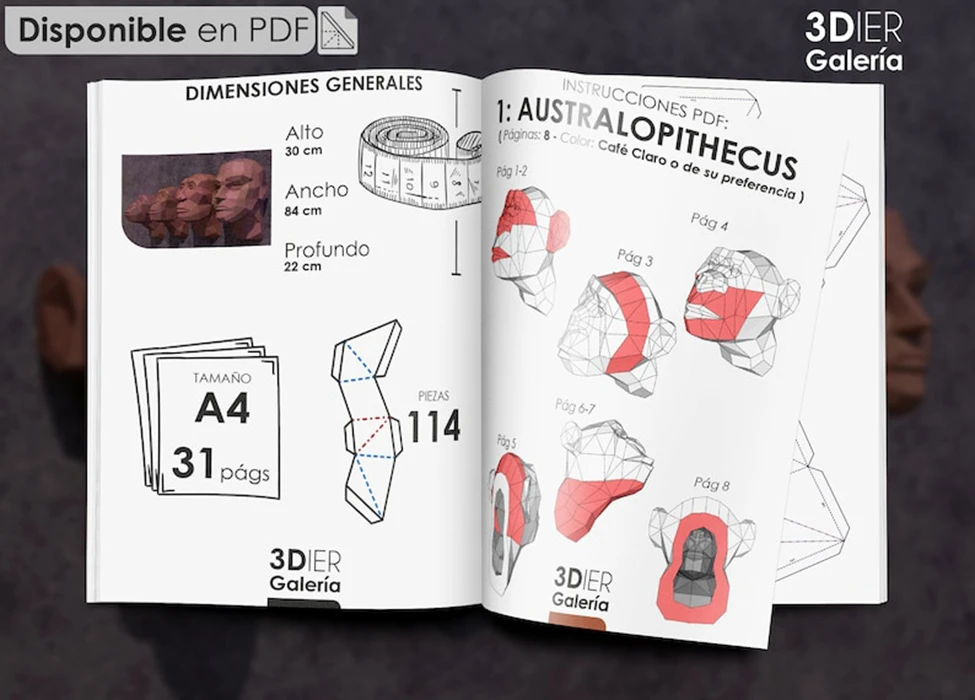 The Human Evolution PDF Papercraft Templates, Paper Art and Craft for Home Decor, DIY, 3DIER, PDF Patterns, Papercraft Templates, Low Poly