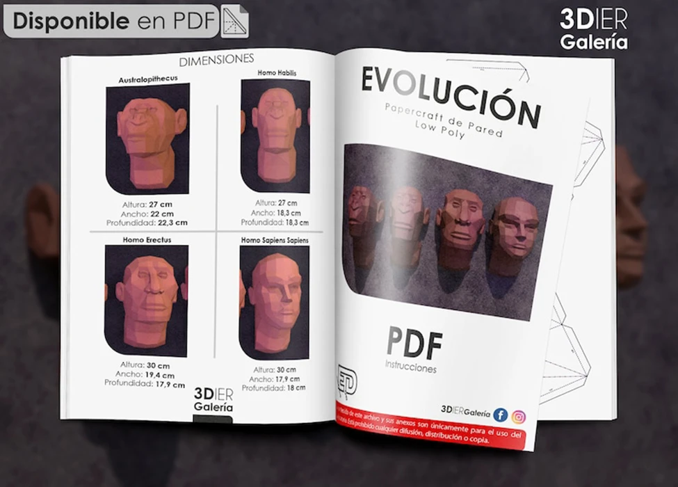 The Human Evolution PDF Papercraft Templates, Paper Art and Craft for Home Decor, DIY, 3DIER, PDF Patterns, Papercraft Templates, Low Poly