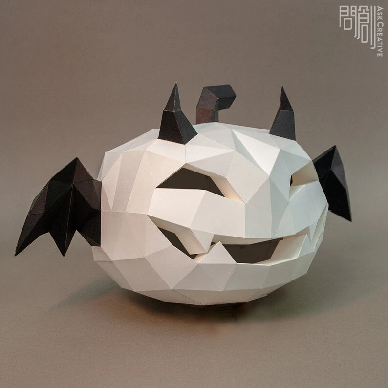 Evil Pumpkin ,Papercraft , DIY , Low poly , PDF Papercraft , Imp , Halloween