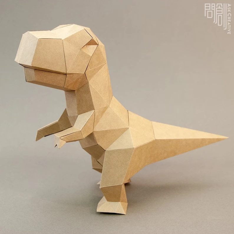 T Rex paper model , Rex paper model ,Papercraft , DIY , Low poly , Baby Rex Model , PDF Papercraft , Rex Model , Rex low poly