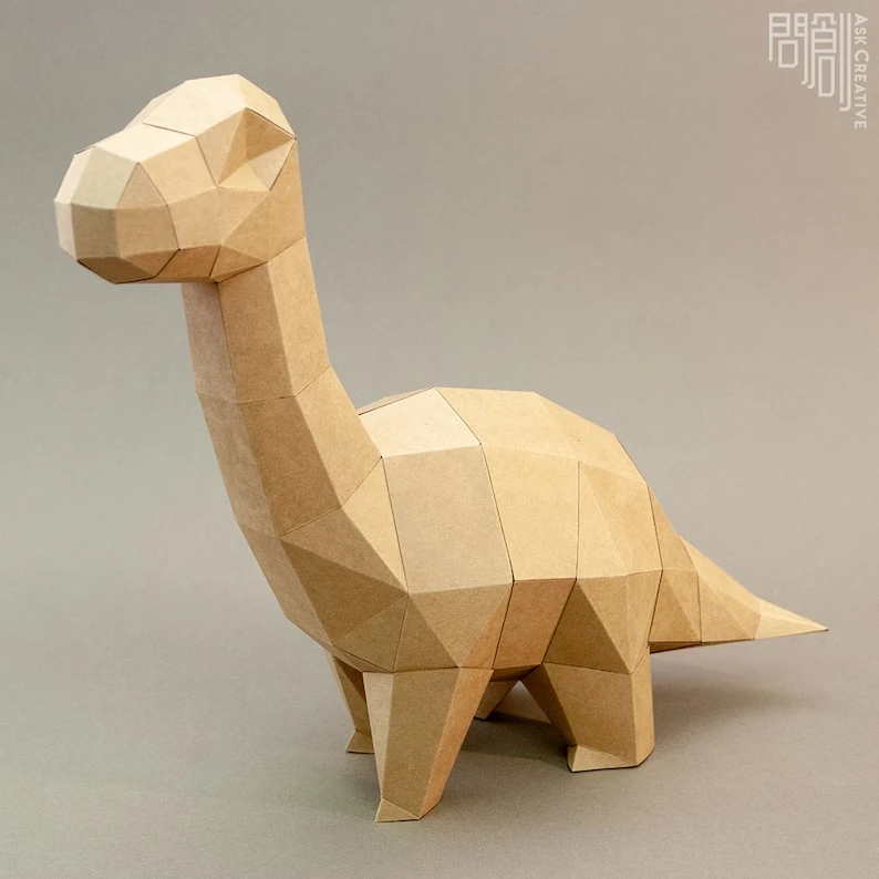 Brontosaurus paper model ,Papercraft , DIY , Low poly , Baby Brontosaurus Model , PDF Papercraft , Brontosaurus Model, Brontosaurus low poly