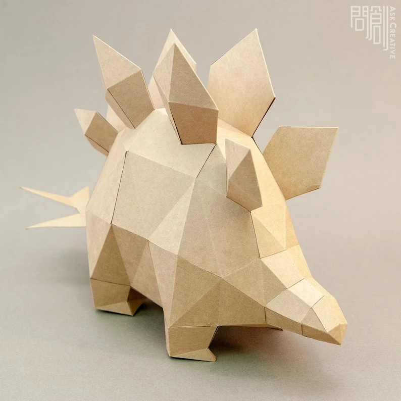 Stegosaurus paper model ,Papercraft , DIY , Low poly , Baby Stegosaurus Model , PDF Papercraft ,Stegosaurus Model, Stegosaurus low poly