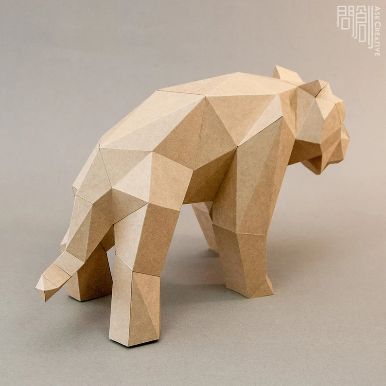 Tiger paper model ,Papercraft , DIY , Low poly , PDF Papercraft , Tiger Model , Tiger low poly , Tiger
