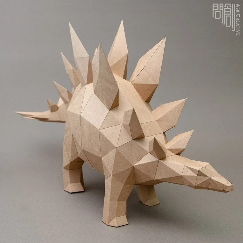 Stegosaurus paper model ,Papercraft , DIY , Low poly , Stegosaurus Model , PDF Papercraft ,Stegosaurus Model, Stegosaurus low poly