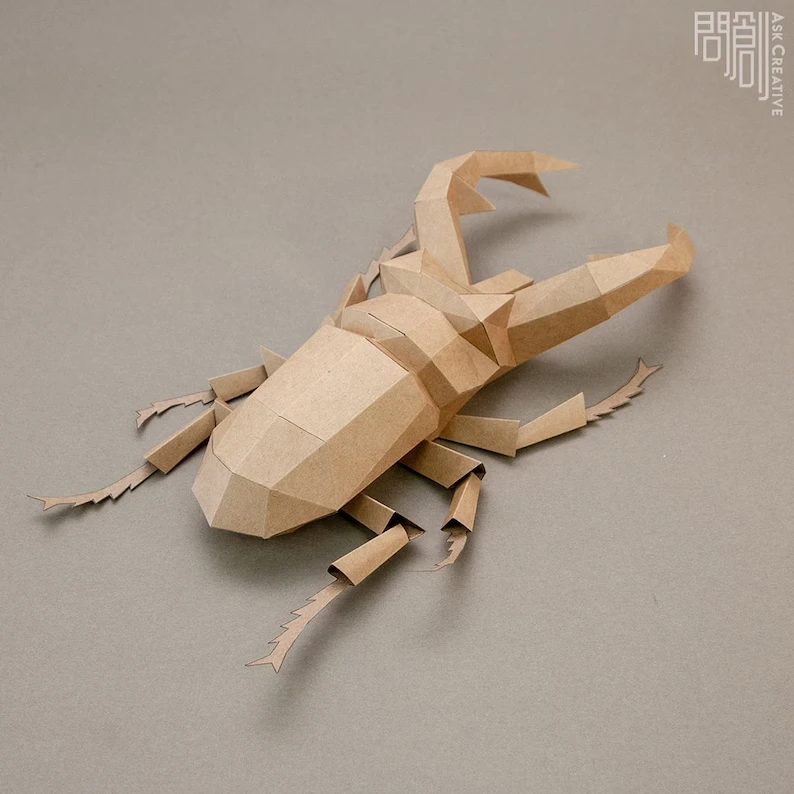 Stag Beetle paper model ,Papercraft , DIY , Low poly , PDF Papercraft , Lucadinae , Beetle