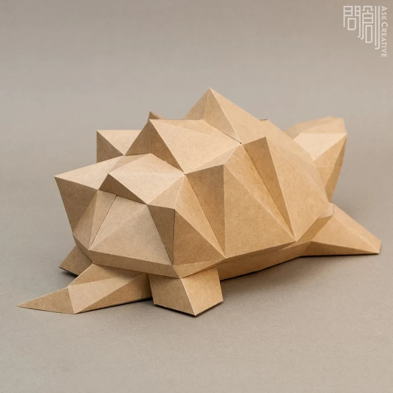 Snapping Turtle paper model,Papercraft , DIY , Low poly , PDF Papercraft , Snapping Turtle Model , Snapping Turtle low poly