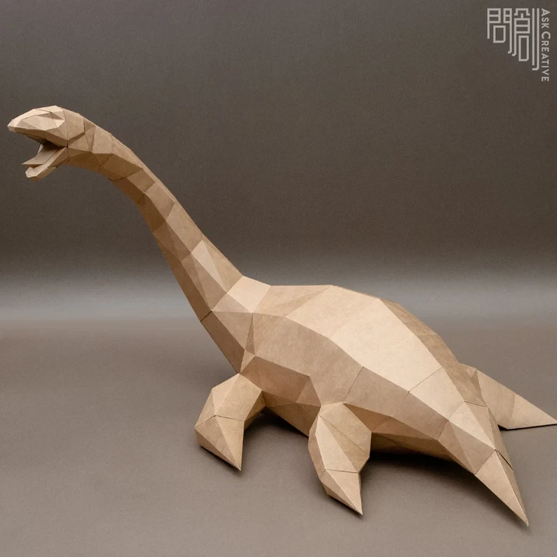Plesiosaur paper model ,Papercraft , DIY , Low poly ,Plesiosaur Model , PDF Papercraft , Plesiosaur Model, Plesiosaur low poly