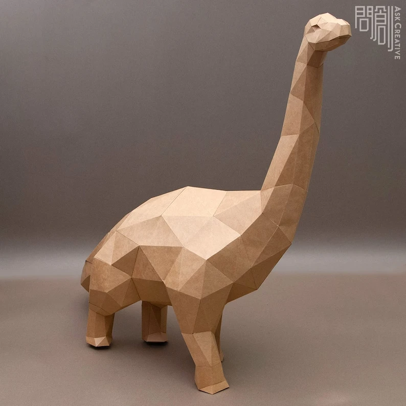 Brontosaurus paper model ,Papercraft , DIY , Low poly , Brontosaurus Model , PDF Papercraft , Brontosaurus Model, Brontosaurus low poly