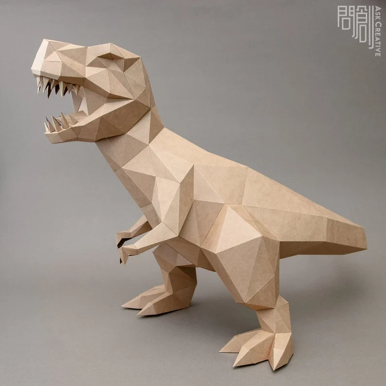 T Rex paper model , Rex paper model ,Papercraft , DIY , Low poly , Rex Model , PDF Papercraft , Rex Model , Rex low poly