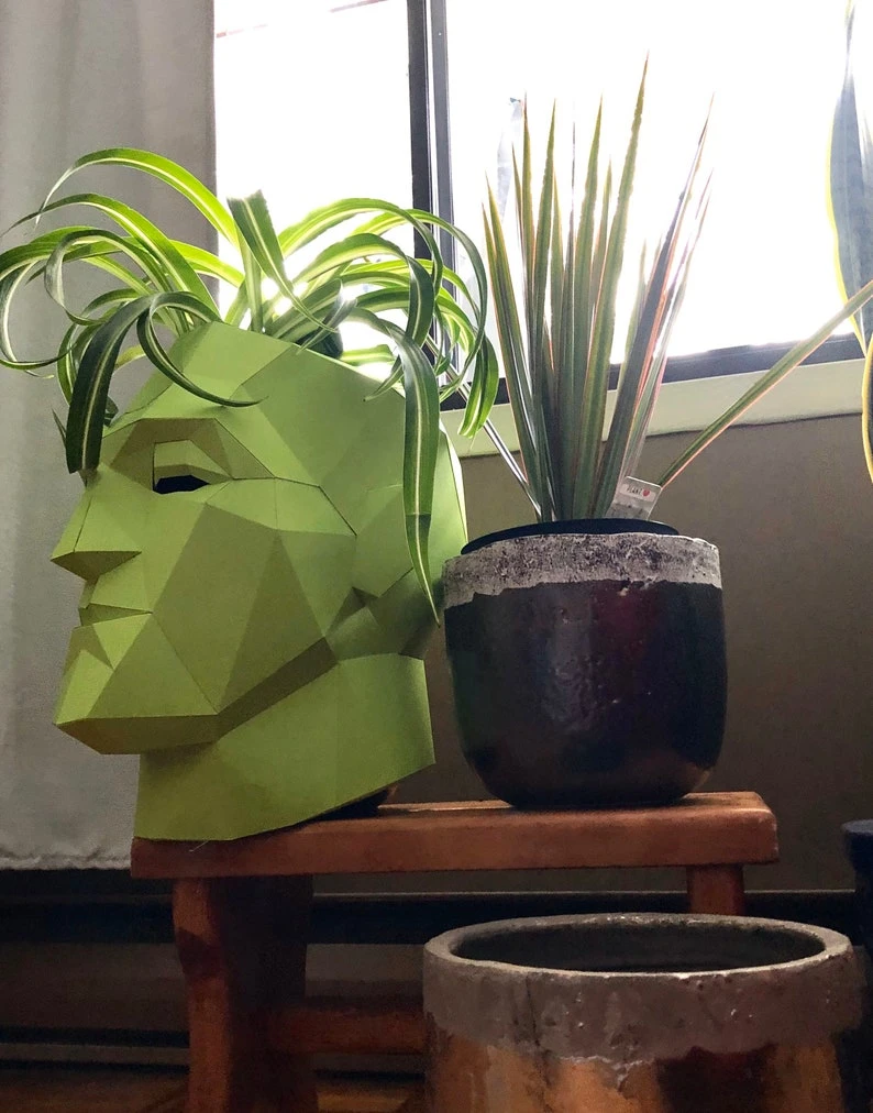 Head 3d papercraft. You get a PDF digital file template and instructions for this DIY (do it yourself) paper sculpture.