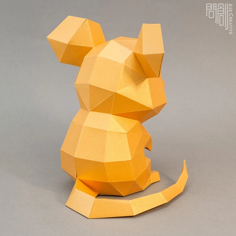 Mouse paper model,Papercraft , DIY , Low poly , PDF Papercraft , Mouse Model , Mouse low poly , Mouse