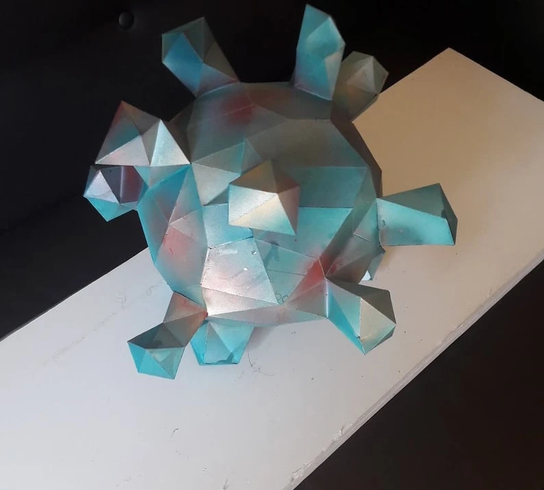 Virus 3d papercraft. You get PDF digital file templates and instructions for these DIY modern paper sculpture.