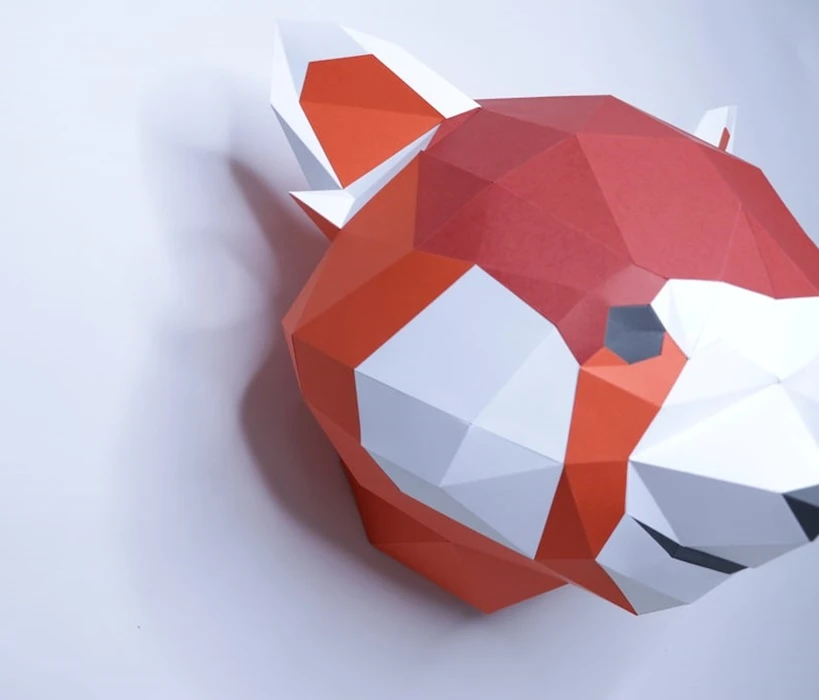 red Panda papercraft. You get a PDF digital file templates and instructions for this DIY (do it yourself) modern paper sculpture.